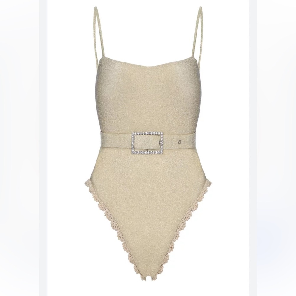 MAIYO gold Cindy one piece swimsuit with belt size small